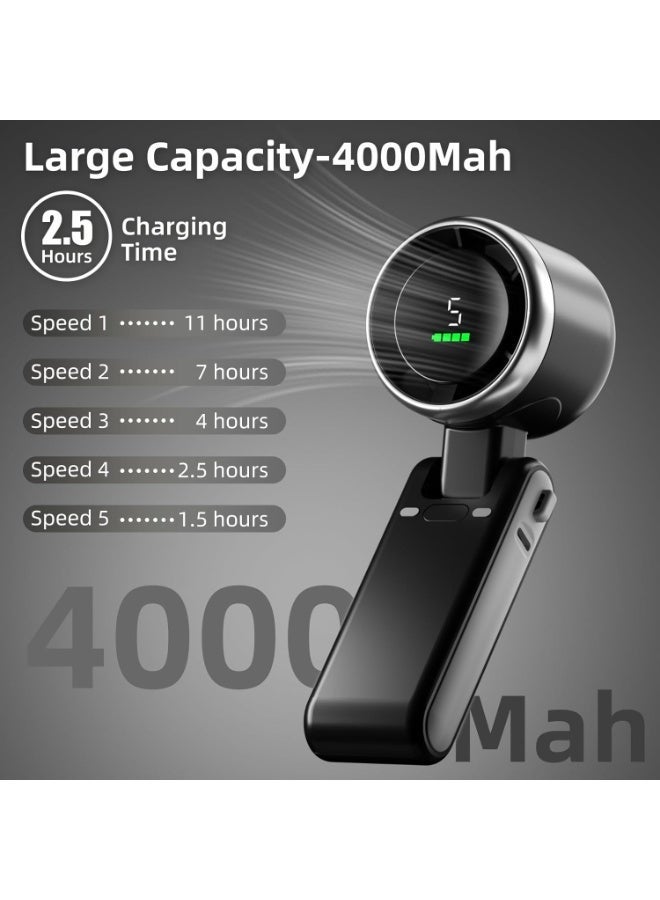 Suewidfay HF001G Handheld Fan Rechargeable, 5 High Speeds Adjustable Mini Hand Fan, 4000mah Portable Mini Electric Fan Handheld Personal Fan Travel Fan Grey - Image 2