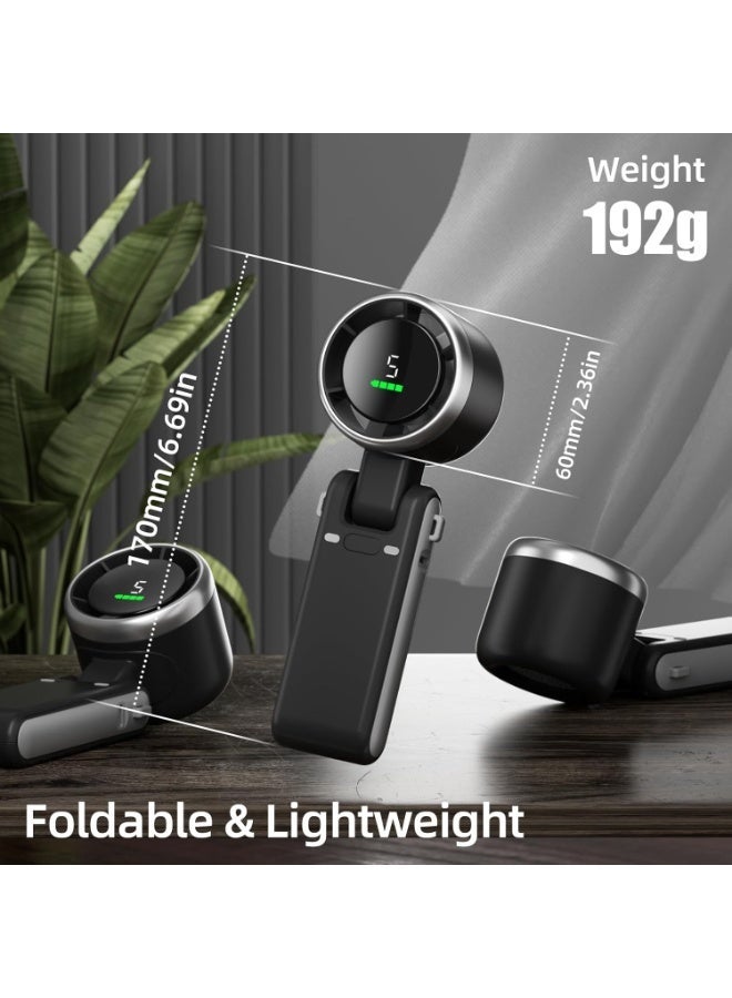Suewidfay HF001G Handheld Fan Rechargeable, 5 High Speeds Adjustable Mini Hand Fan, 4000mah Portable Mini Electric Fan Handheld Personal Fan Travel Fan Grey - Image 4