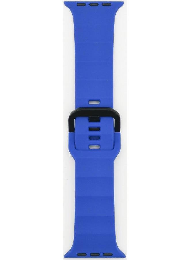 Silicone Sport Watchband Suitable For Apple Watch Ultra Iron Buckle Wave Design Fashionable Strap For Men And Women-Color:navy Blue - Image 1