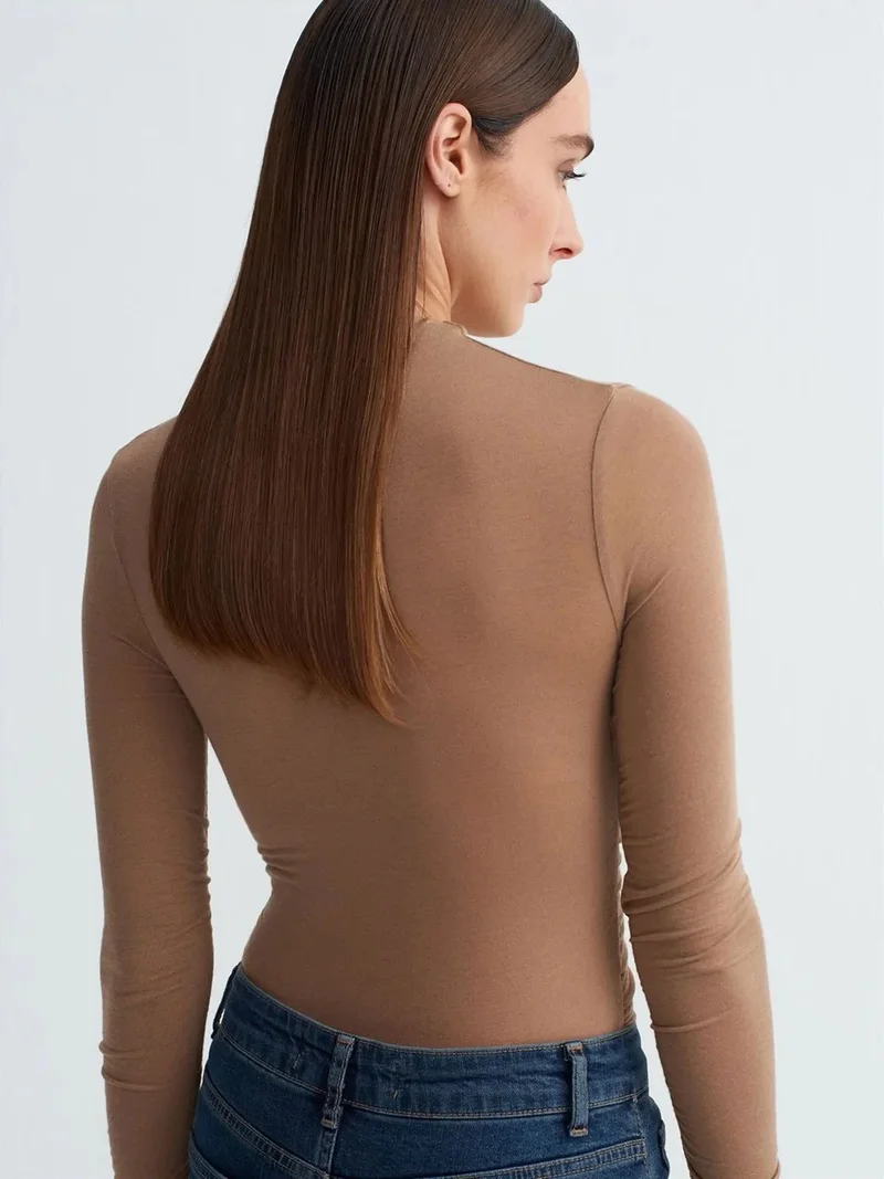 ديلفين Dilvin Slim Fit Long Sleeve Jersey Blouse