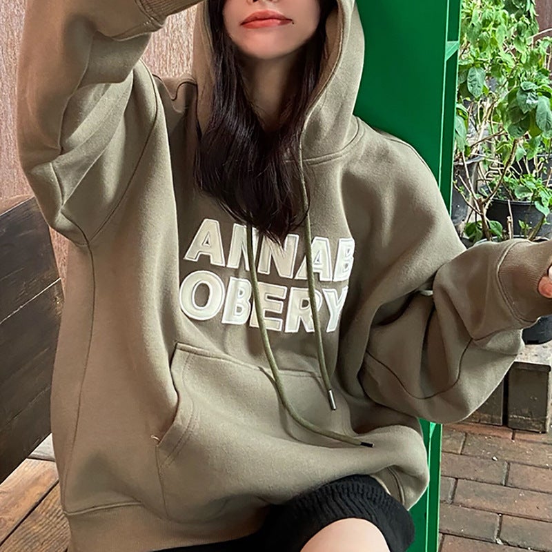 Plush Hoodie Women Autumn Winter Loose Korean New Ladies Student Top 01 White - Image 4