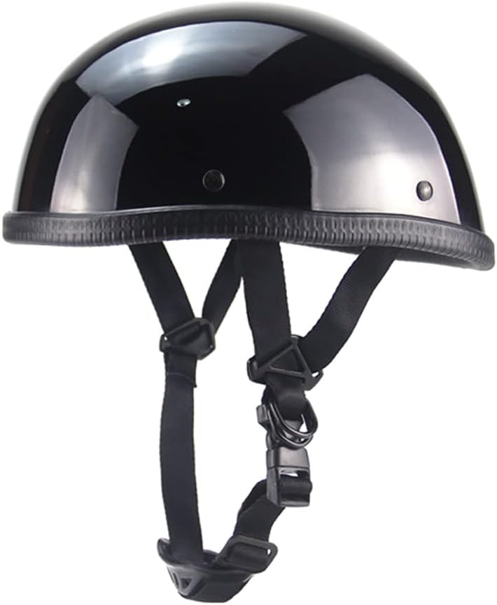 Woljay Motorcycle Half Helmet Beanie Cruising Skull Cap - Gloss Black - Image 1