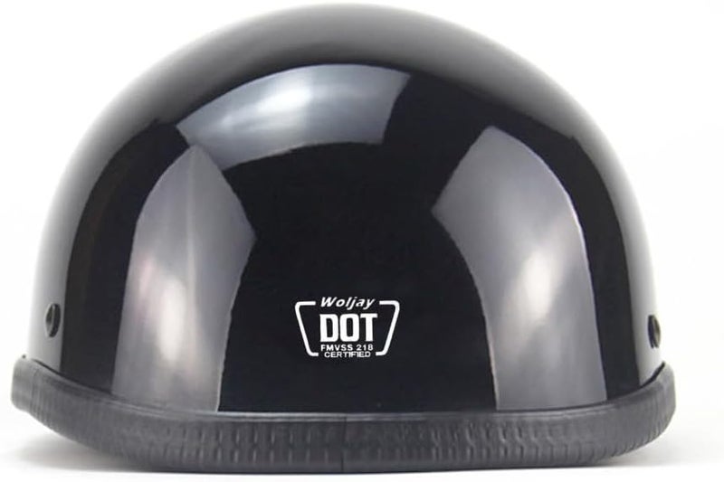 Woljay Motorcycle Half Helmet Beanie Cruising Skull Cap - Gloss Black - Image 2