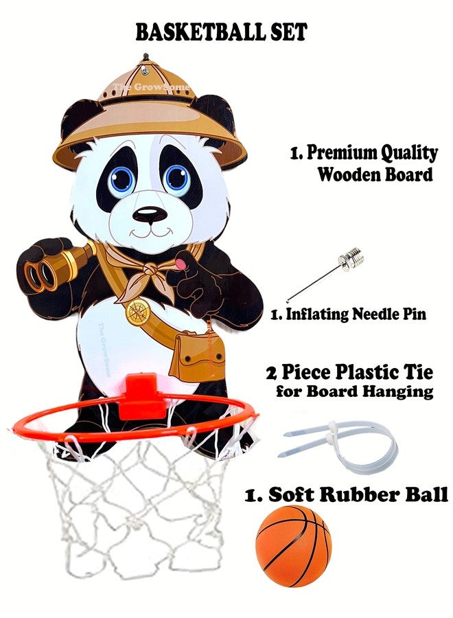 The GrowSome Panda Theme Basketball for Kids| Toy Basket Ball for Kids|Indoor Outdoor Games for Kid for Birthday/Return Gift Special for Kid Portable Set with Hanging Board, Net, Ball, Tie - Image 3