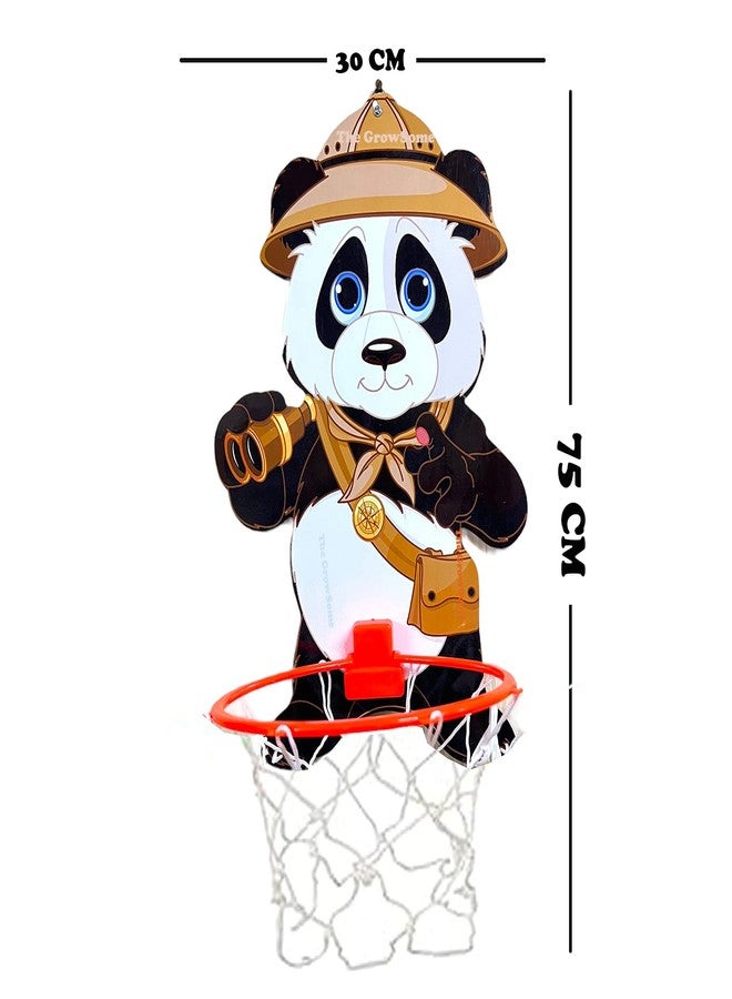 The GrowSome Panda Theme Basketball for Kids| Toy Basket Ball for Kids|Indoor Outdoor Games for Kid for Birthday/Return Gift Special for Kid Portable Set with Hanging Board, Net, Ball, Tie - Image 4