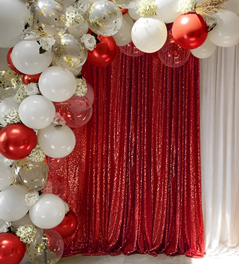 TCBESTO Red Sequin Backdrop Curtain 10FTx10FT 1 Panel Stage Sparkly Photography Background Drapes for Wedding Birthday Bridal Party Sparkle Background Party Decor - Image 1
