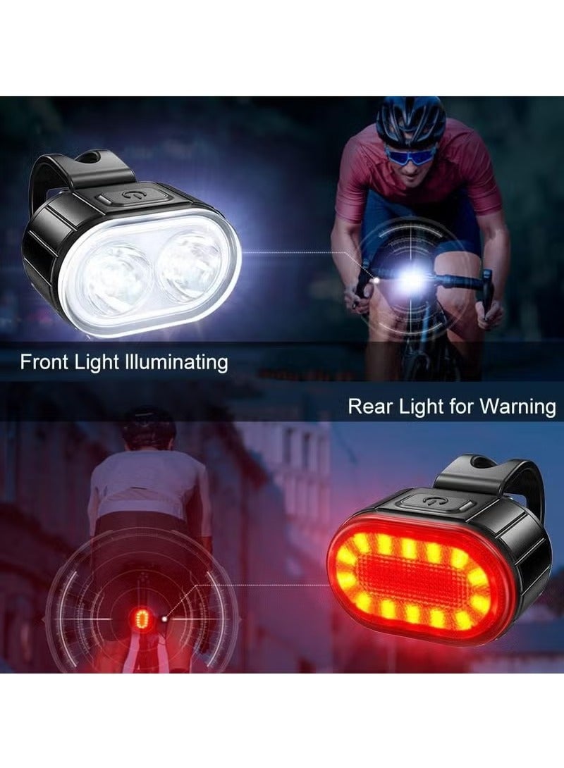هيكوموني مجموعة أضواء دراجة - أمامية وخلفية - شحن عبر USB، إضاءة LED فائقة السطوع، مقاومة للماء IPX5 - 10 أوضاع إضاءة لعملية ركوب آمنة ليلاً أو للتخييم - Image 2