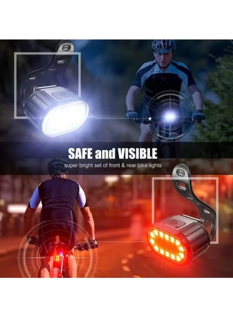 هيكوموني مجموعة أضواء دراجة - أمامية وخلفية - شحن عبر USB، إضاءة LED فائقة السطوع، مقاومة للماء IPX5 - 10 أوضاع إضاءة لعملية ركوب آمنة ليلاً أو للتخييم - Image 4