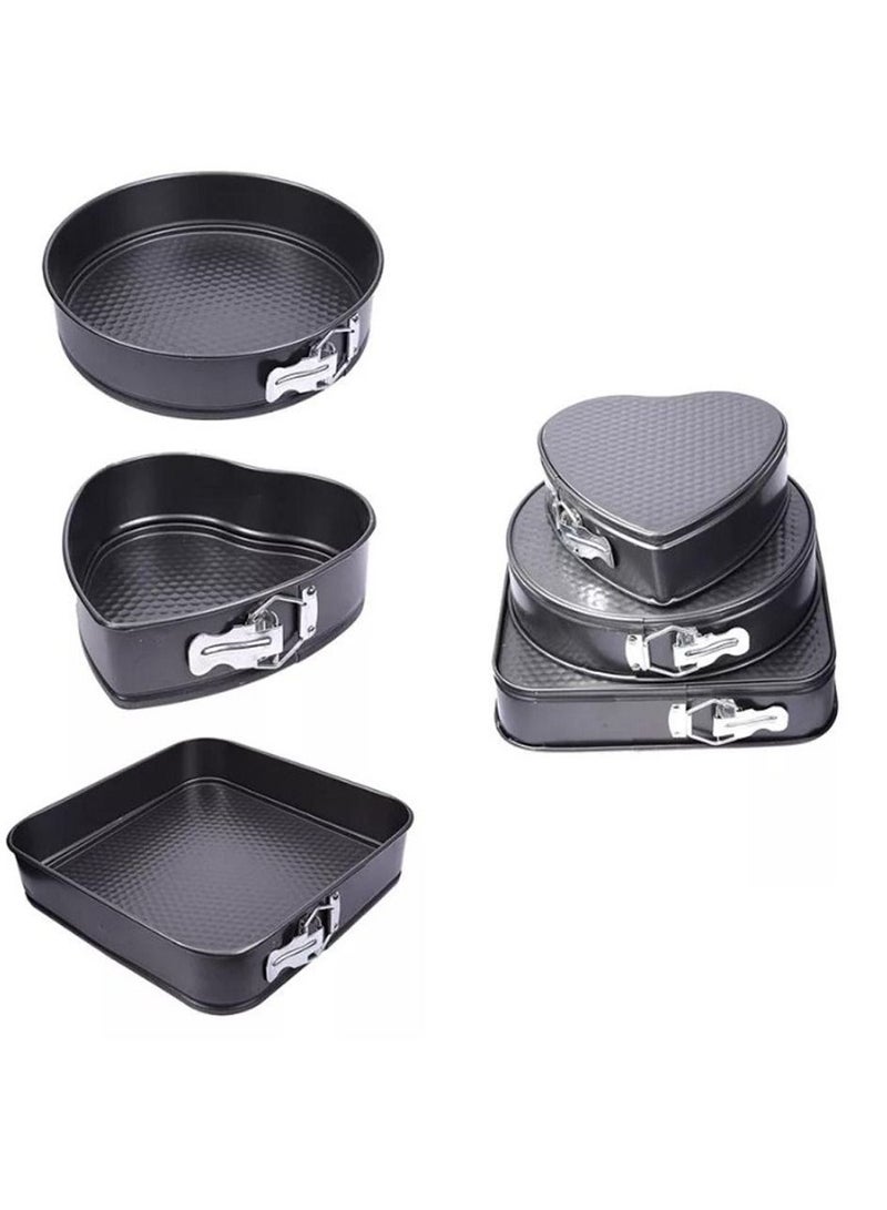 DubaiGallery 3 pcs set Non-stick Springform Cake Pan Metal Baking Cake Mold with Removable Bottom Round Heart Square Shapes Bakeware Pan - Image 2