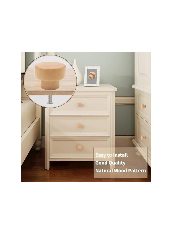 The Bros 16PCS Wood Knobs Flat Top Round Cabinet Knobs 1.39"(35mm) Unfinished Wooden Dresser Drawer Knobs Kitchen Cabinet Pulls Handles - Image 3