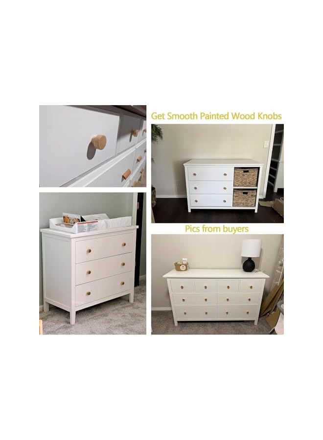 The Bros 16PCS Wood Knobs Flat Top Round Cabinet Knobs 1.39"(35mm) Unfinished Wooden Dresser Drawer Knobs Kitchen Cabinet Pulls Handles - Image 4