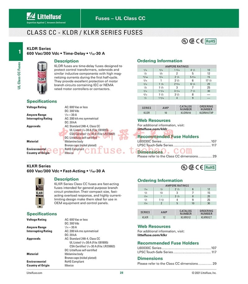 KLKR 2A Silver 600V Fuse 1A to 30A Electrical Fuse - Image 3