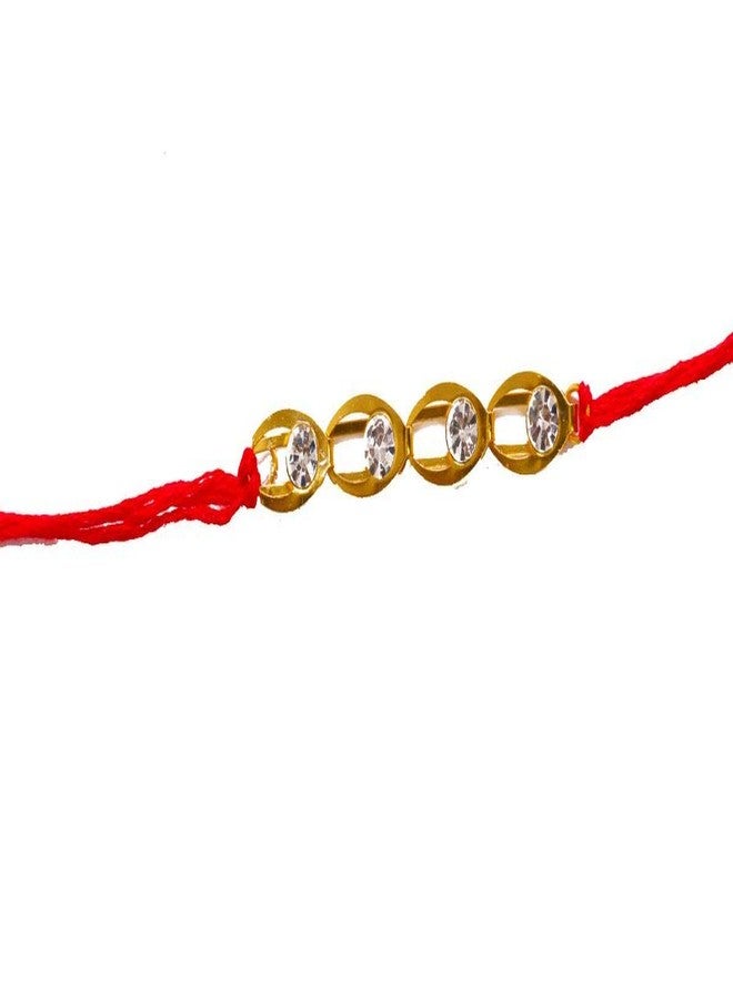 SUNINOW Designer Golden Chain Studded with Stone Fancy Rakhi