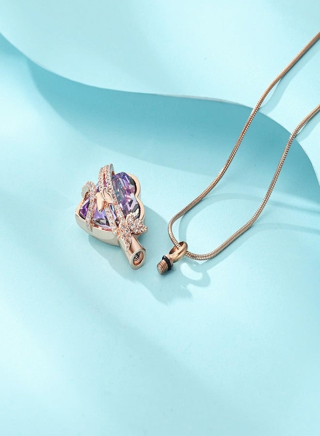 Hearbeingt Butterfly Heart Urn Necklaces for Ashes Crystal Cremation Jewelry Stainless Steel Ash Pendant for Human/Pets Memorial Necklace Keepsake Jewelry with Fill Tool - Image 4