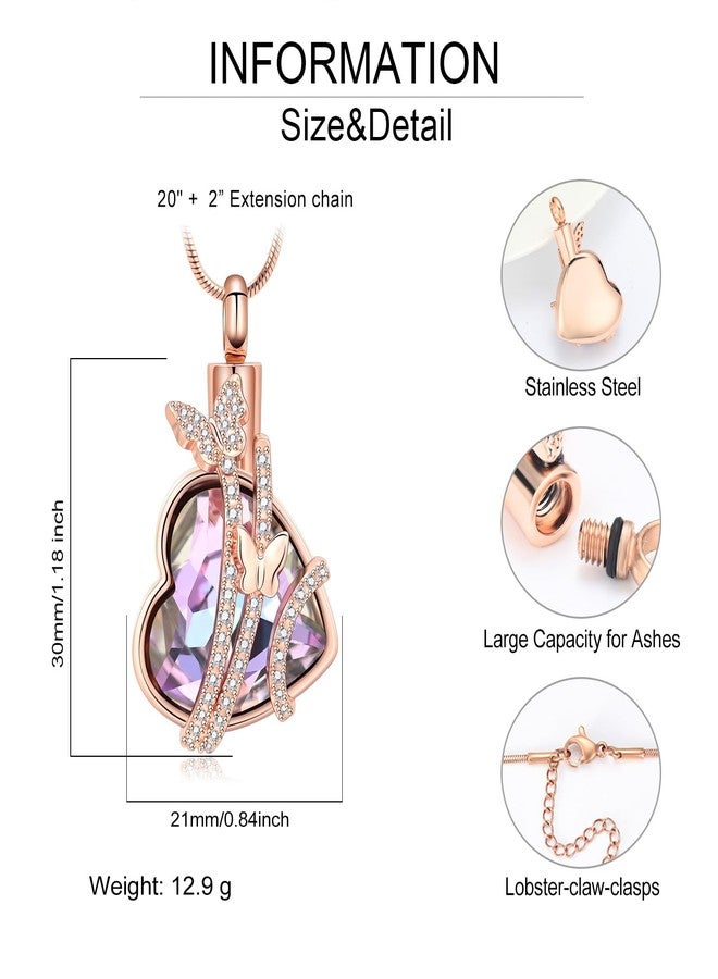 Hearbeingt Butterfly Heart Urn Necklaces for Ashes Crystal Cremation Jewelry Stainless Steel Ash Pendant for Human/Pets Memorial Necklace Keepsake Jewelry with Fill Tool - Image 2