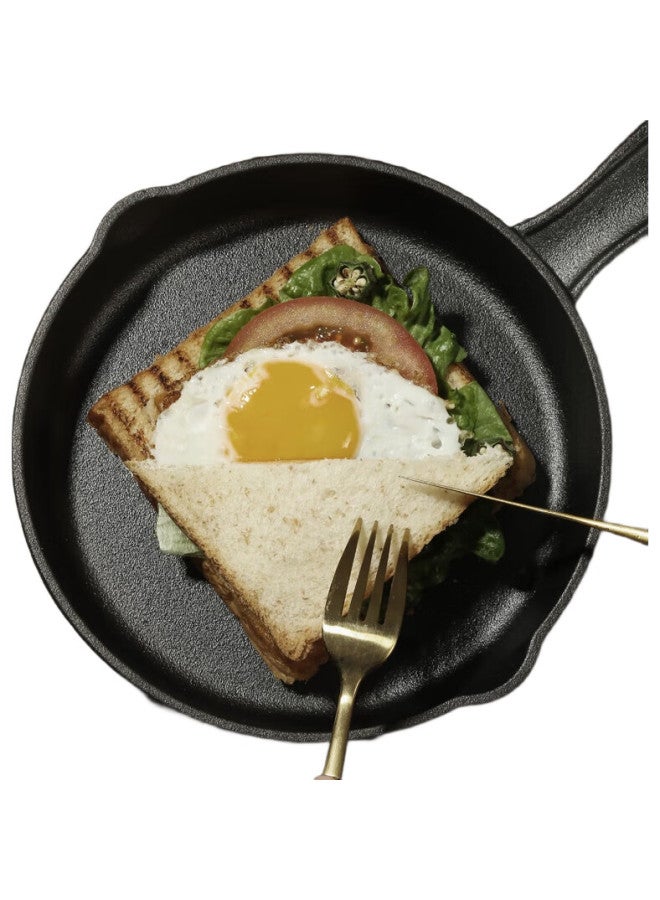 Telssida Thick Cast Iron Small Flat-Bottom Pan, Uncoated Steak Griddle, Non-Stick Egg Pan, Baby Food Pot, Raw Iron Mini Breakfast Pan - Image 3
