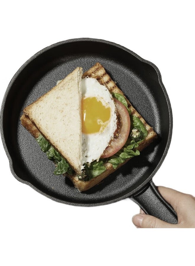Telssida Thick Cast Iron Small Flat-Bottom Pan, Uncoated Steak Griddle, Non-Stick Egg Pan, Baby Food Pot, Raw Iron Mini Breakfast Pan - Image 1