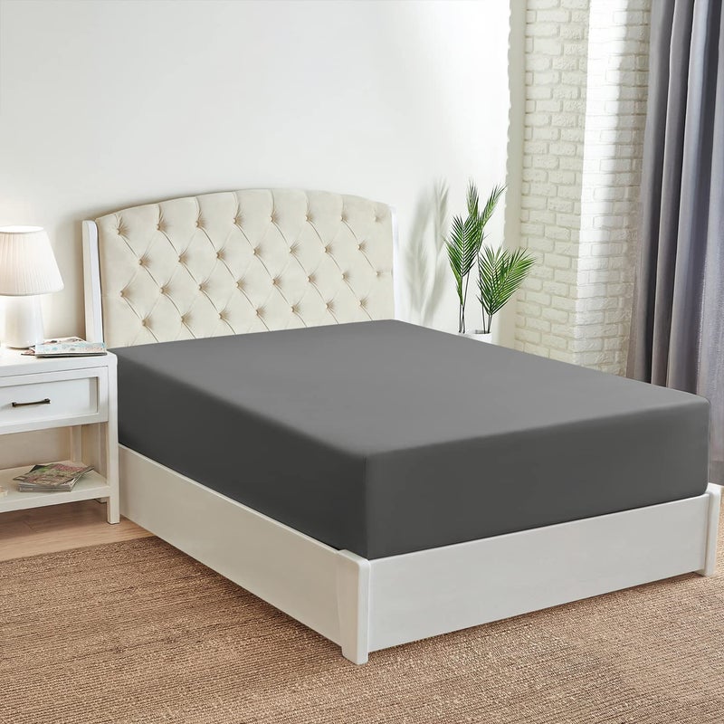 ميلاني Mellanni Extra Pocket King Sheet - أوراق الفراش الجمعية الأيقونية - أوراق ناعمة وتبريد لما يصل إلى 21 "مرتبة عميقة - تجاعيد تتلاشى وصمة عار - 1 جهاز كمبيوتر (رمادي كينج) - Image 2