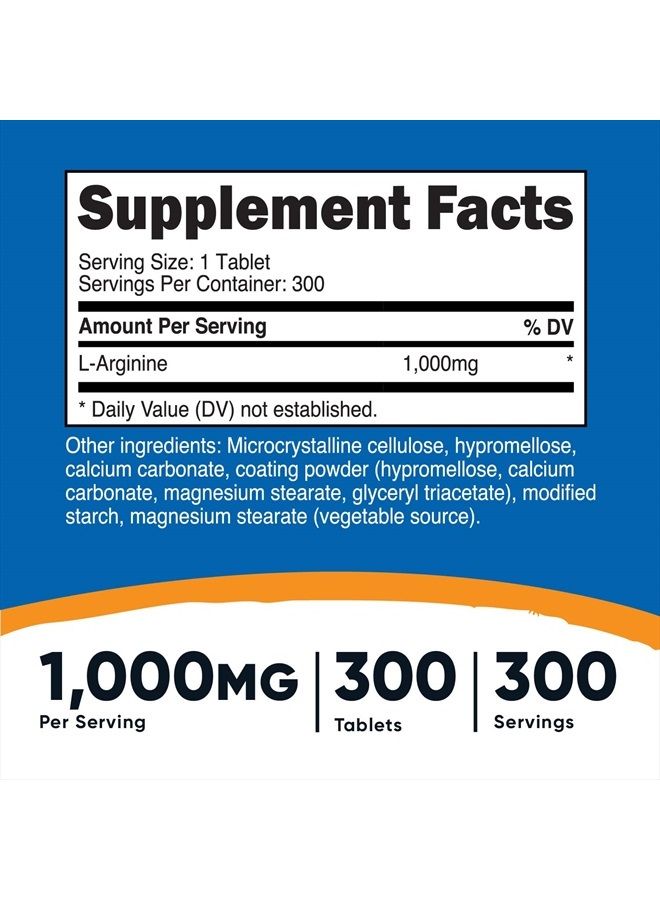 Nutricost L-أرجينين 1000 ملغ، أقراص الأحماض الأمينية (300 قرص) - Image 2