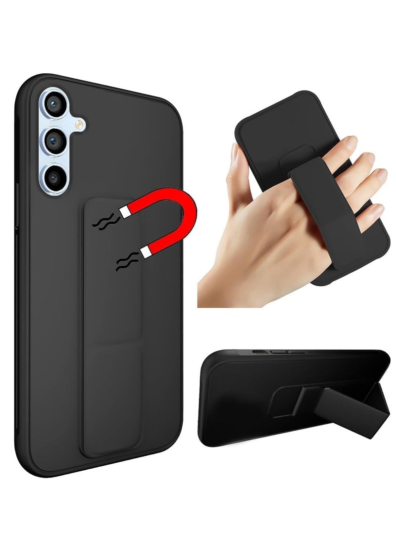 MIGOFAST Galaxy A55 5G Back Stand Case Magnetic Car Holder Soft Silicone Horizontal  Vertical Kickstand Cover Wrist Strap Full protection Case for Samsung Galaxy A55 5G Black - Image 1