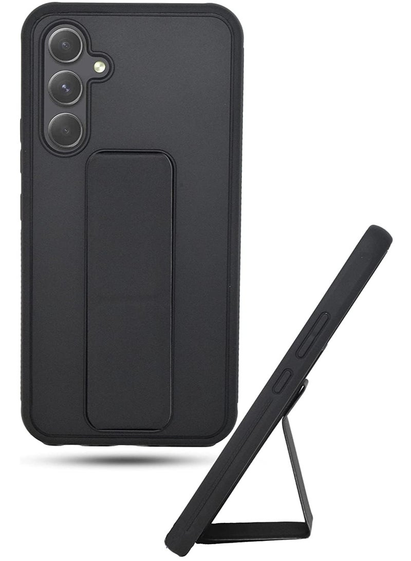 MIGOFAST Galaxy A55 5G Back Stand Case Magnetic Car Holder Soft Silicone Horizontal  Vertical Kickstand Cover Wrist Strap Full protection Case for Samsung Galaxy A55 5G Black - Image 2