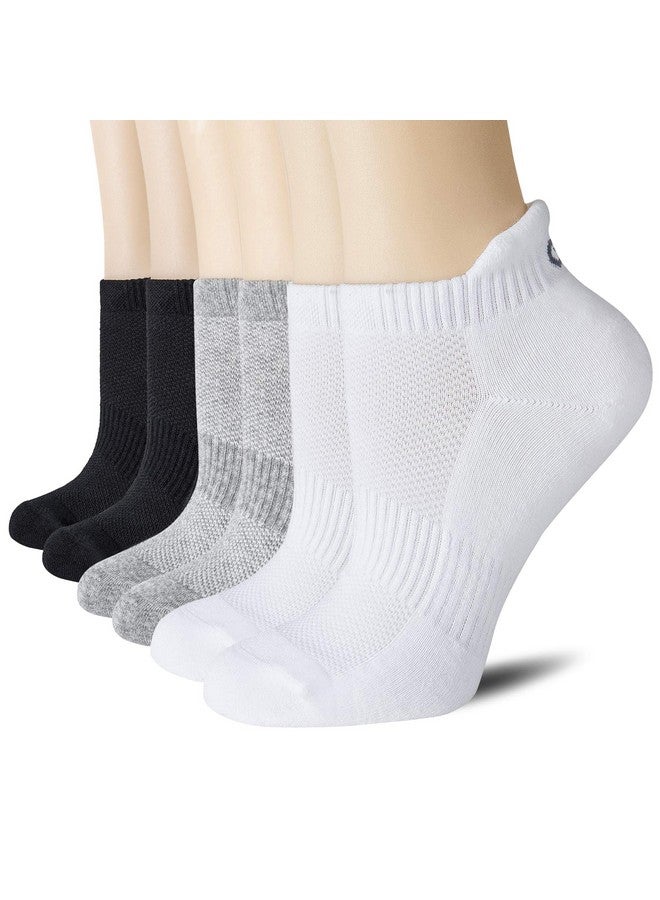 سي إس سيلر سبورت جوارب رياضية للجري من CS CELERSPORT بطول الكاحل، بقصة منخفضة وشريط رياضي للرجال والنساء (6 أزواج)، مقاس متوسط، أبيض+رمادي+أسود - Image 1