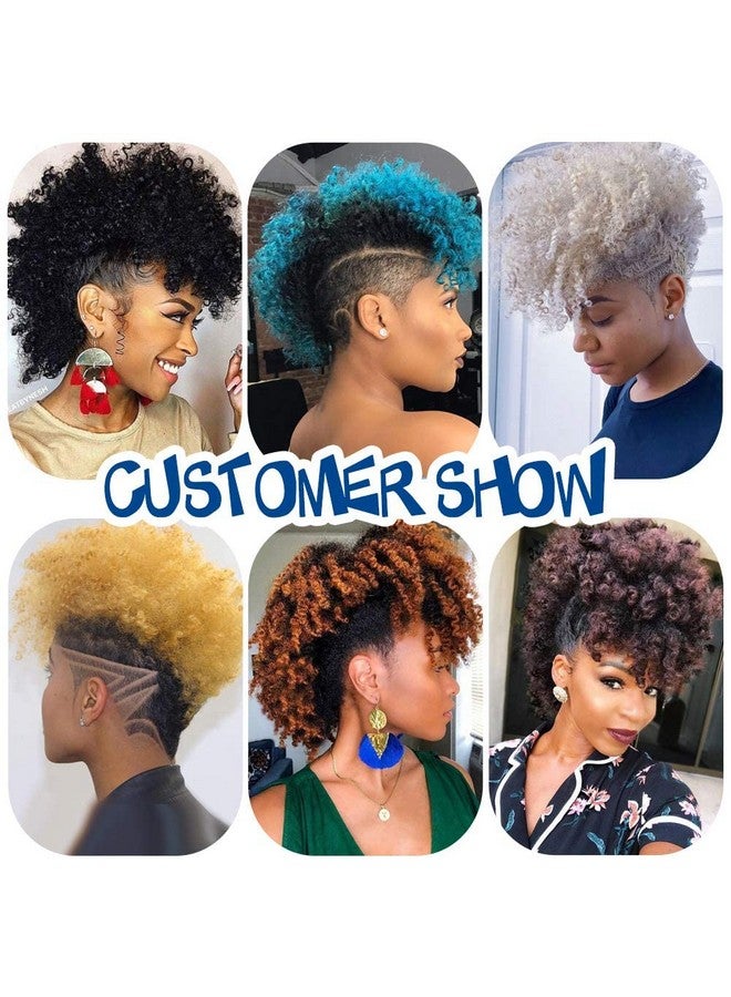 Aisaide High Puff Afro Ponytail With Bangs Drawstringshort Kinky Curly Drawstring Ponytail Extensionsynthetic Clip In Mohawk Ponytail Bun With Bangswrap Updo Clip In Hair Extensions With Six Clips - Image 4