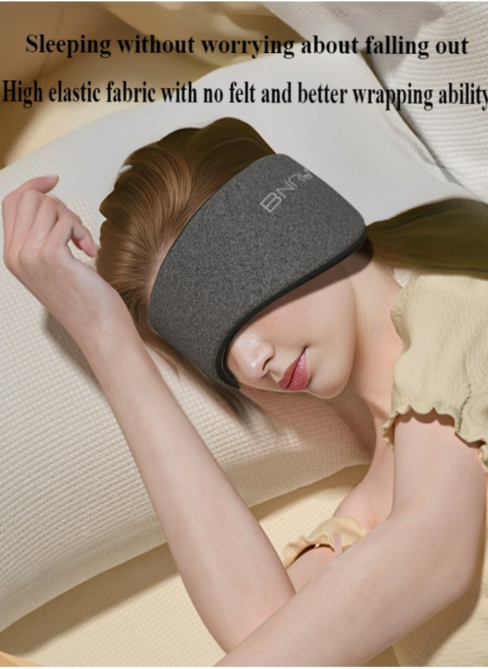 Healife Auxiliary eye mask, light-blocking and soundproof ice silk comfortable upgraded Velcro, unisex night travel auxiliary eye mask + noise reduction earplugs - black  - Image 4