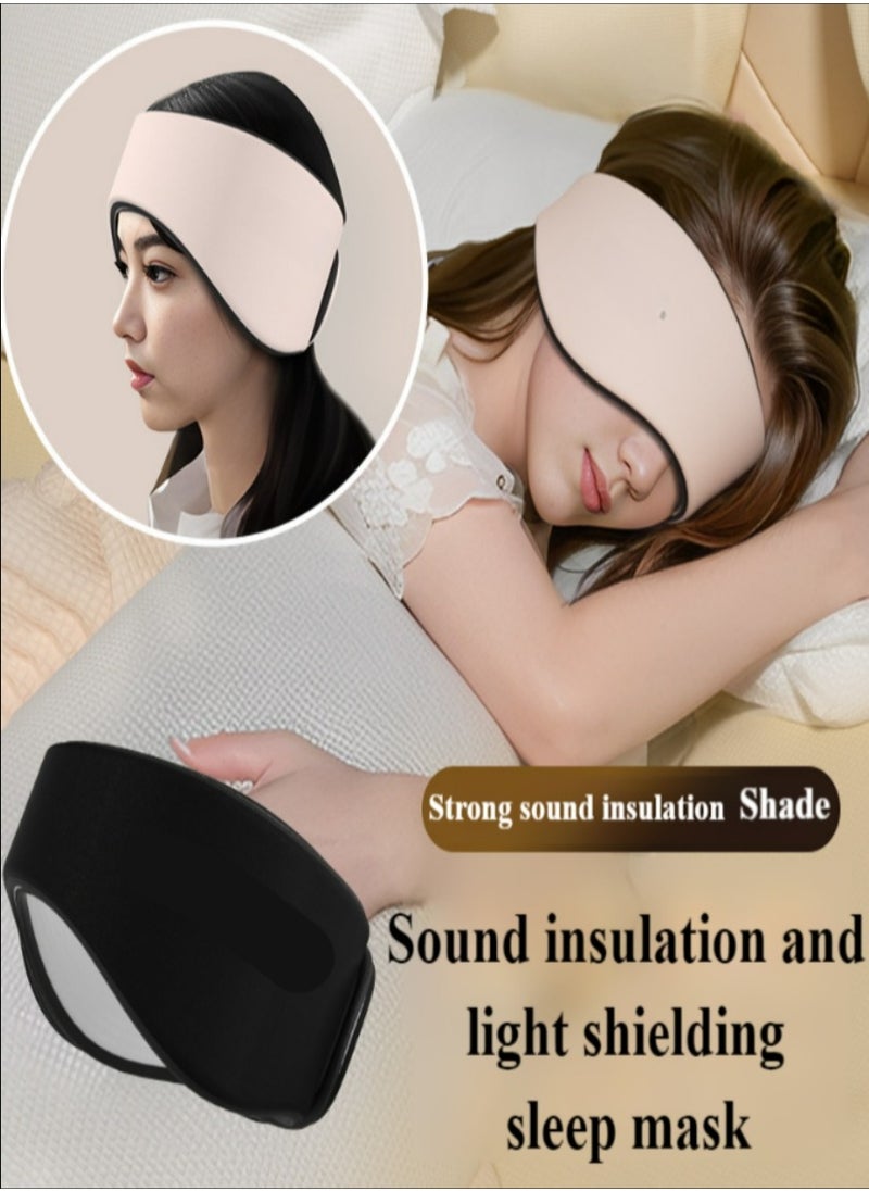 Healife Auxiliary eye mask, light-blocking and soundproof ice silk comfortable upgraded Velcro, unisex night travel auxiliary eye mask + noise reduction earplugs - black  - Image 1