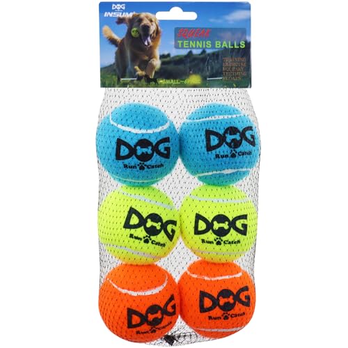 INSUM Small Tennis Balls for Dogs 6 Pack 20 Squeaky Dog Balls for Small Breed SGS Certified NonToxic Interactive Fetch Toys Perfect for Outdoor Indoor Play - Image 1