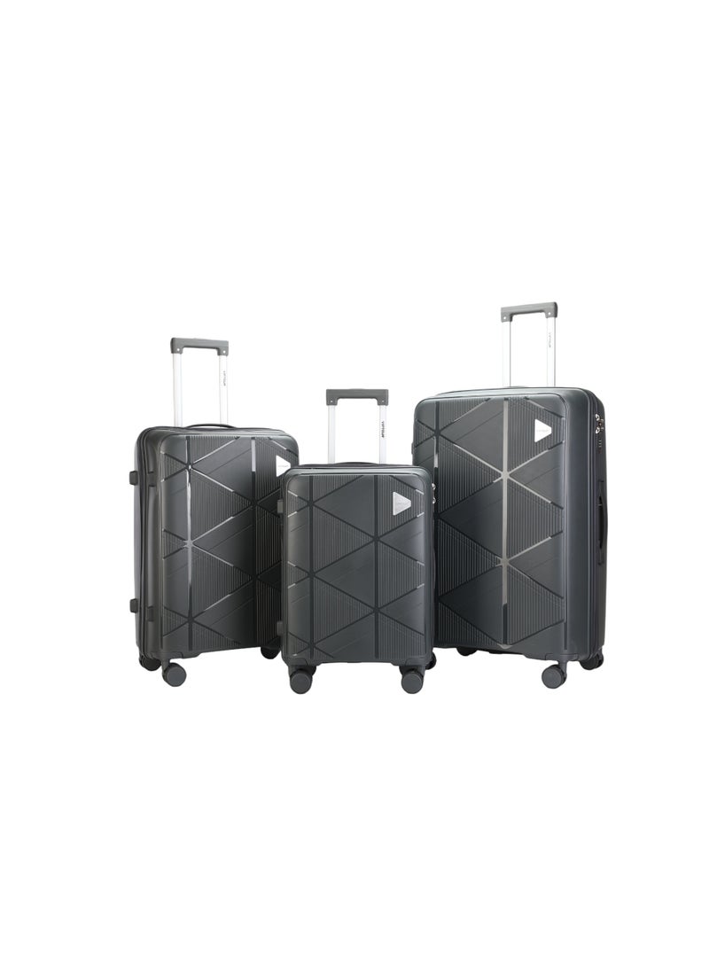 فيبتور طقم حقائب سفر صلبة دوارة مكون من 3 قطع مع قفل TSA - مصنوع من مادة البولي بروبيلين المتينة، بعجلات مزدوجة تدور 360 درجة، ومقبض من الألومنيوم
