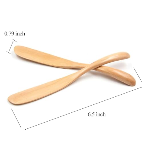 Miraclekoo Wood Butter Knife Cheese Spreader 6.5", Set of 6, Restaurant Grade - Image 4
