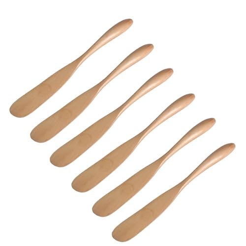 Miraclekoo Wood Butter Knife Cheese Spreader 6.5", Set of 6, Restaurant Grade - Image 1