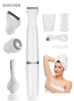 DOSCHER Electric Hair Removal &  Epilator for Women, Body Shaver Waterproof Wet and Dry Uses Replaceable Ceramic Blade Heads USB Rechargeable Clipper  - Image 1