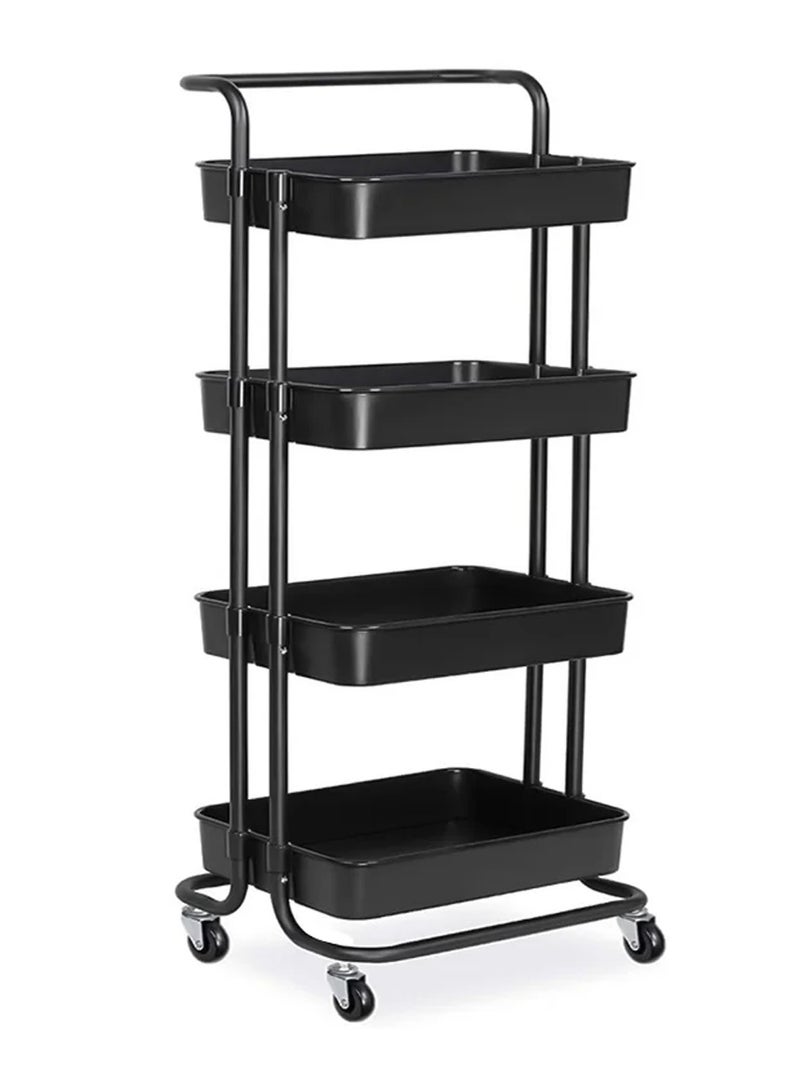 DubaiGallery 4-Tier Metal Rolling Utility Cart,Craft Art Cart,with 2 Lockable Wheels Storage Organizer Shelf for Kitchen, Bedroom, Bathroom, Office, Living Room - Image 4