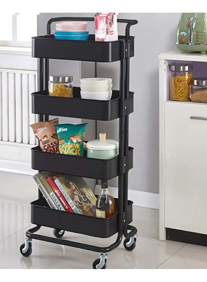 DubaiGallery 4-Tier Metal Rolling Utility Cart,Craft Art Cart,with 2 Lockable Wheels Storage Organizer Shelf for Kitchen, Bedroom, Bathroom, Office, Living Room - Image 3