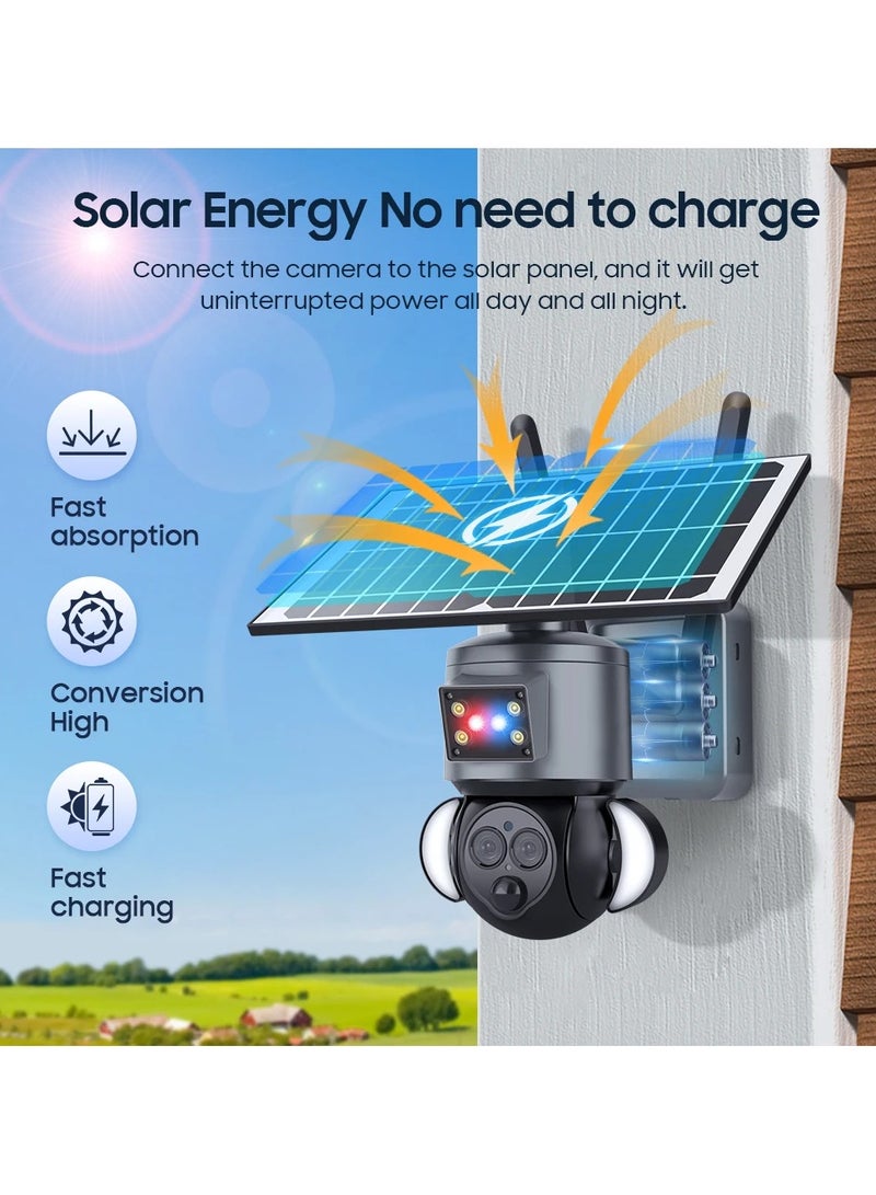 ارواق كاميرا خارجية تعمل بالطاقة الشمسية 4G مجهر HD WIFI للرؤية الليلية بالألوان الكاملة 360 درجة شاشة بانورامية - Image 5