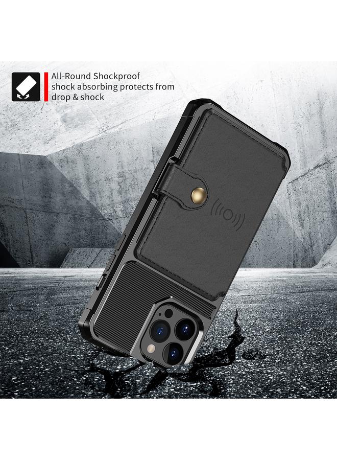 S-TOP Case For iPhone 13 Pro Magnetic Wallet Card Bag Leather Case - Image 4