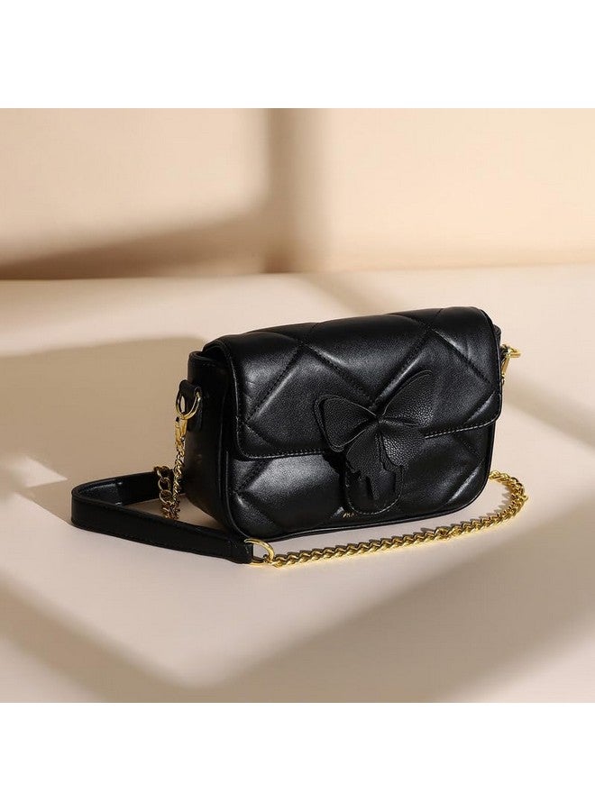 Haute Sauce Women's The Quilted Butterfly Shoulder Bag For Casual Wear | Midnight Black Colour | One-Size| Magnetic Closure | Vegan Leather Material | Detachable Sling | Handbag For Woman & Girls - Image 2