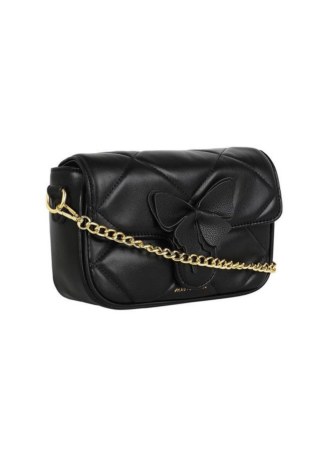Haute Sauce Women's The Quilted Butterfly Shoulder Bag For Casual Wear | Midnight Black Colour | One-Size| Magnetic Closure | Vegan Leather Material | Detachable Sling | Handbag For Woman & Girls - Image 5