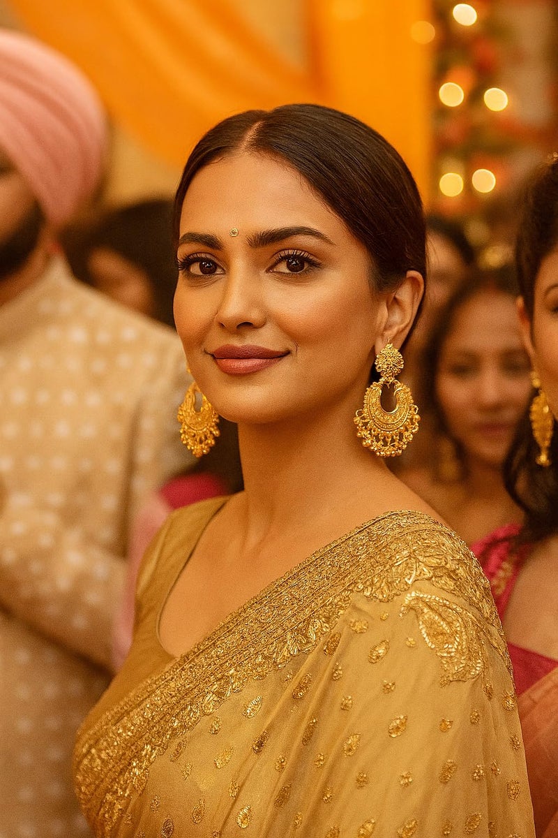 Touchstone Indian earrings for women chandbali jhumkas jewelry gold chandelier wedding guest bollywood inspired folklorico light weight dangle style costume chunky statement trendy accessories - Image 4