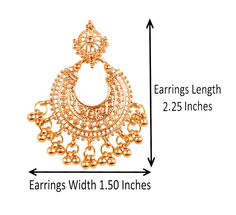 Touchstone Indian earrings for women chandbali jhumkas jewelry gold chandelier wedding guest bollywood inspired folklorico light weight dangle style costume chunky statement trendy accessories - Image 5
