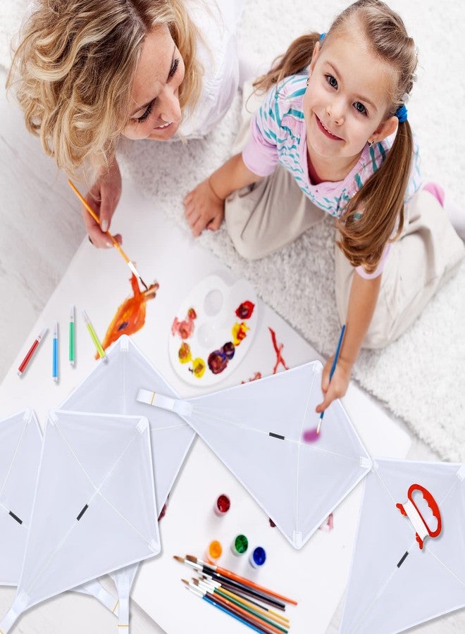 Hungdao 20 Pack DIY Kites for Boys and Girls, Kite Making Kit White Blank Kites Painting Decorating Coloring Kite Party Pack with Swivel Line and Colour Pen for Outdoor Park Beach Grassland Activities - Image 4