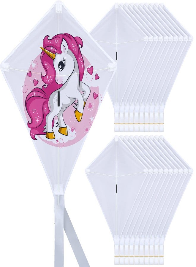 Hungdao 20 Pack DIY Kites for Boys and Girls, Kite Making Kit White Blank Kites Painting Decorating Coloring Kite Party Pack with Swivel Line and Colour Pen for Outdoor Park Beach Grassland Activities - Image 1