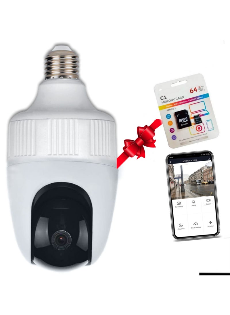 Tenda - Wi-Fi camera, LED bulb + 32 memory card as a gift, a 360-degree surveillance camera, with smart tracking, 1080p listening and speaker alarm, keep track of where you are on your mobile phone. - Image 1
