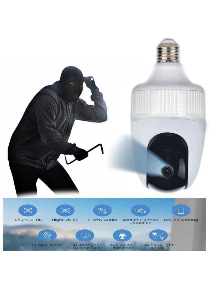 Tenda - Wi-Fi camera, LED bulb + 32 memory card as a gift, a 360-degree surveillance camera, with smart tracking, 1080p listening and speaker alarm, keep track of where you are on your mobile phone. - Image 1