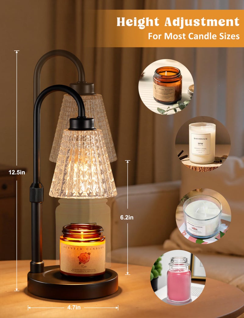 Innqoo Black Crystal Candle Warmer Lamp with Timer, Dimmable Candle Warmer for Jar Candles, Height Adjustable Wax Melts Warmer, Birthday Gifts for Women Mom, House Warming Gifts New Home Decor - Image 4