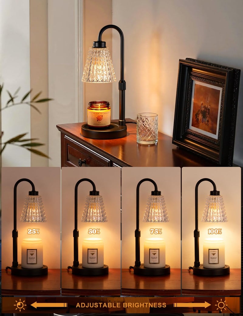 Innqoo Black Crystal Candle Warmer Lamp with Timer, Dimmable Candle Warmer for Jar Candles, Height Adjustable Wax Melts Warmer, Birthday Gifts for Women Mom, House Warming Gifts New Home Decor - Image 2