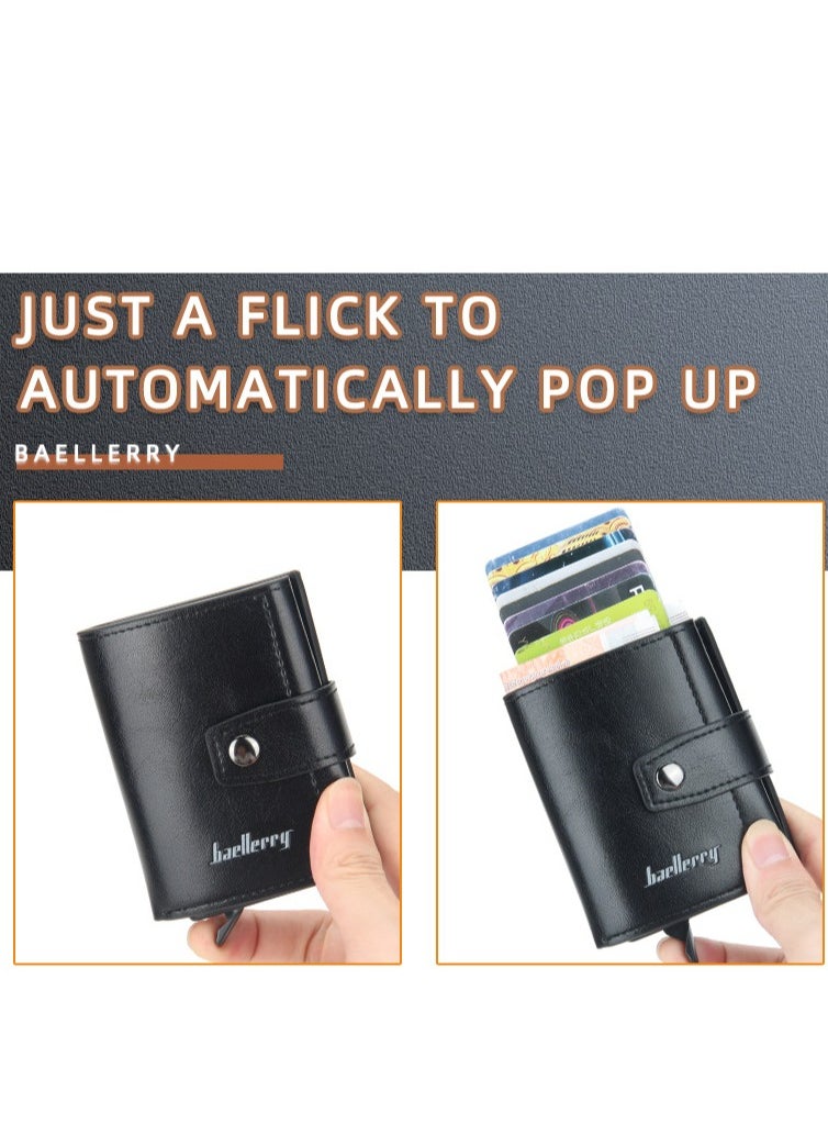 baellerry Men'S Wallet, Anti-Magnetic Theft, Short Buckle Automatic Card, Premium Card Holder  - Image 4