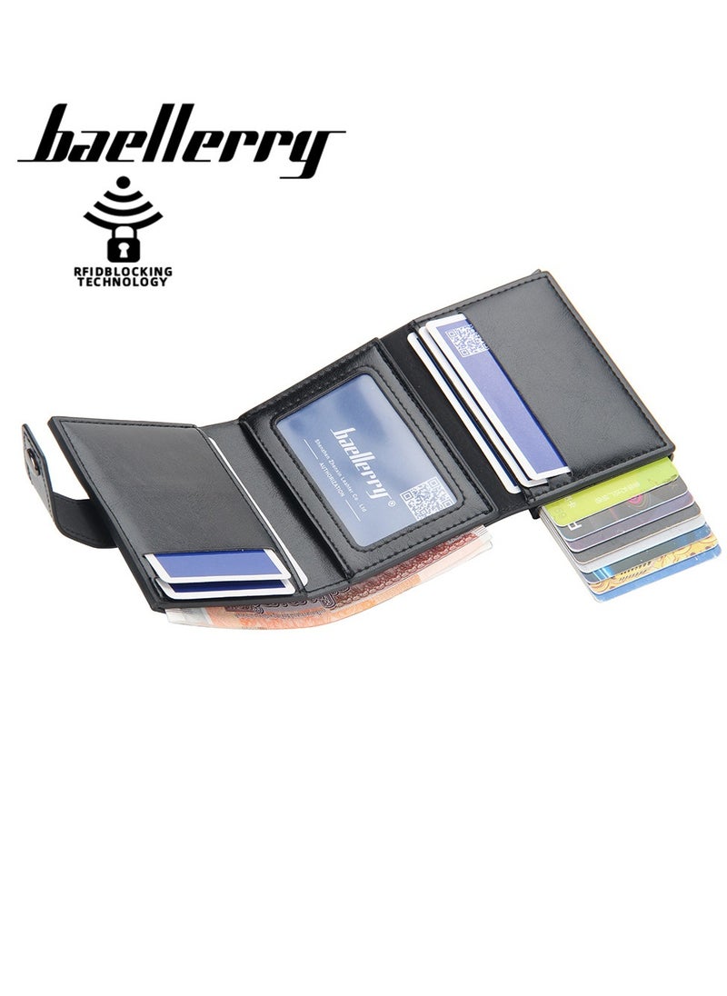 baellerry Men'S Wallet, Anti-Magnetic Theft, Short Buckle Automatic Card, Premium Card Holder  - Image 2